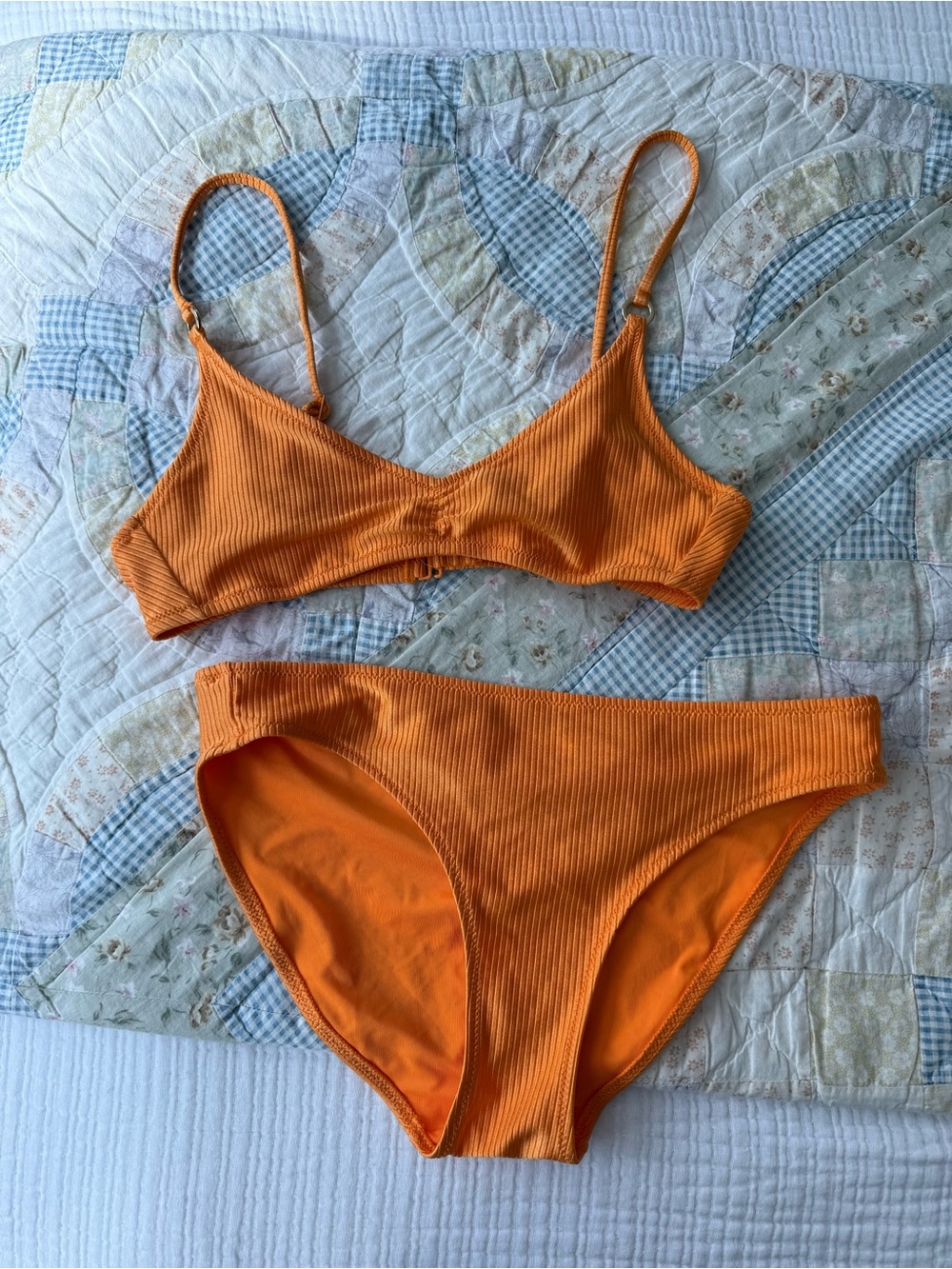 Aerie Orange Ribbed Bikini Set